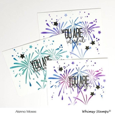 Fireworks, Schablone - Whimsy Stamps