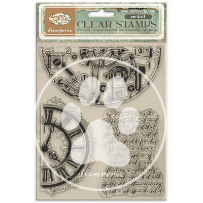 Garden of Time - Half Clocks and Writtings, Clearstamp - Stamperia