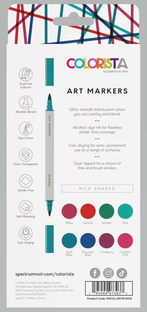 Colorista Art Marker 8pc Rich Shades