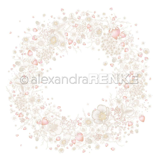 Erdbeerblütenkranz, Designpapier - Alexandra Renke