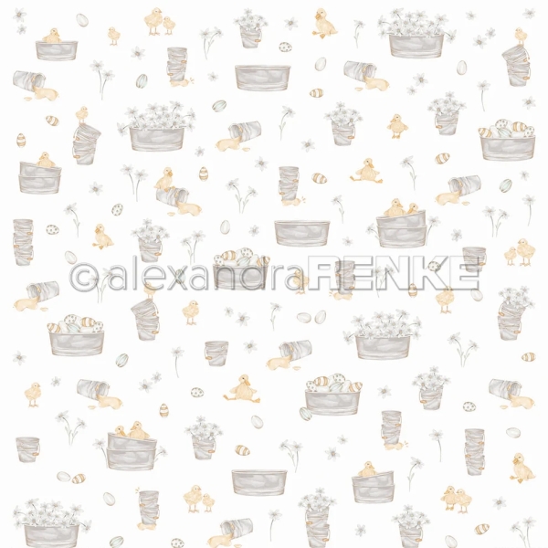 Viele Eimer mit Küken, Designpapier - Alexandra Renke