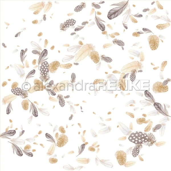 Flauschiger Federwirbel Braun-Beige, Designpapier - Alexandra Renke