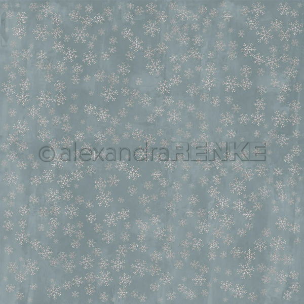 Schneeflockenzauber Sturmpetrol, Designpapier - Alexandra Renke