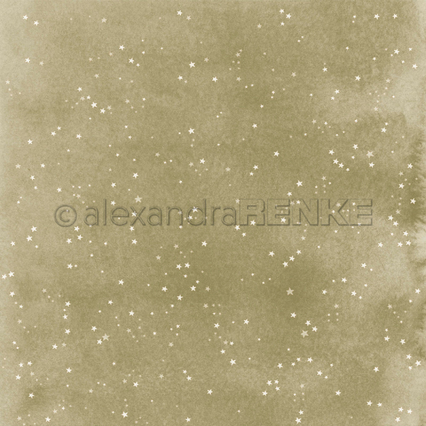Kleine Sterne auf Moosgrün, Designpapier - Alexandra Renke