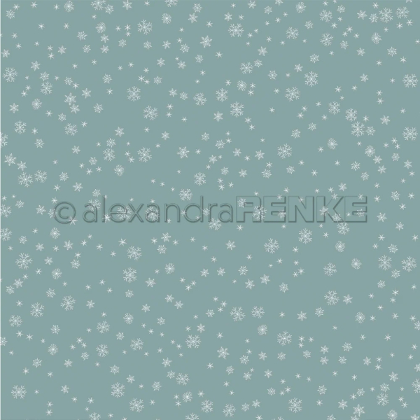 Schneeflocken auf Elegant Blau, Designpapier - Alexandra Renke