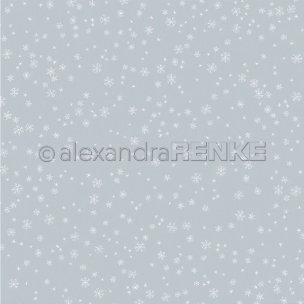 Schneeflocken auf Denim Hell, Designpapier - Alexandra Renke