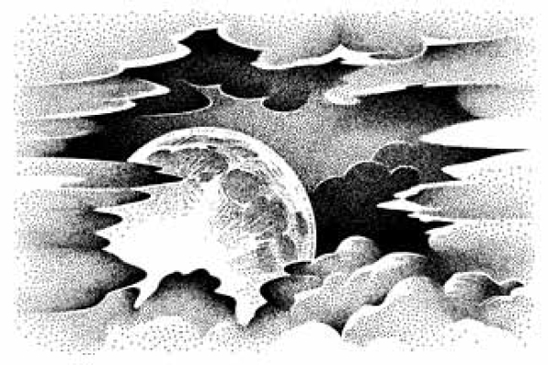 Cloud with Rising Moon, Stempel - Stampscapes