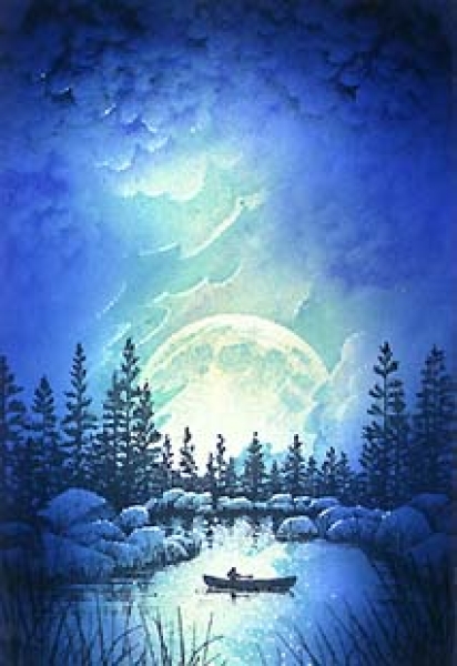 Cloud with Rising Moon, Stempel - Stampscapes