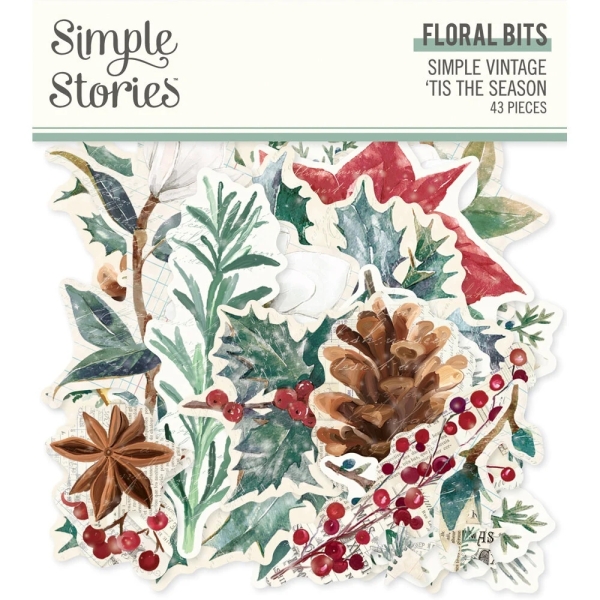 Simple Vintage 'Tis The Season, Floral Bits - Simple Stories