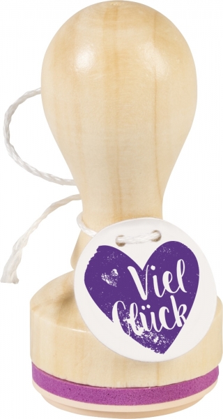 Viel Glück, Holzstempel rund - Heyda