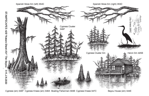 Nature Sheet #21 The Bayou, Stempel - Stampscapes