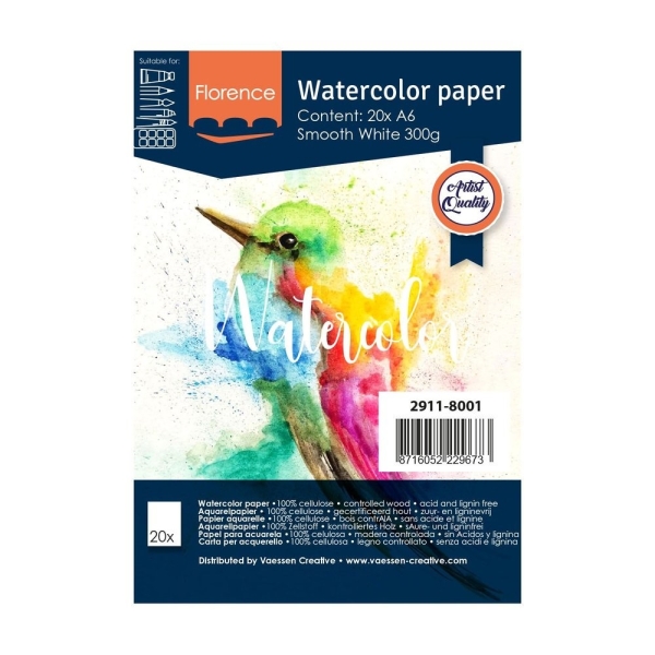 Watercolor Paper White, Smooth, A6, 300g - Florence