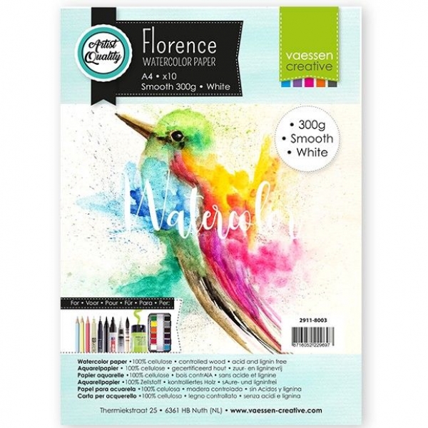 Watercolor Paper White, Smooth, A4, 300g - Florence