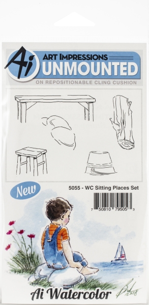 Sitting Places Watercolor Set, Rubberstamp - Art Impressions