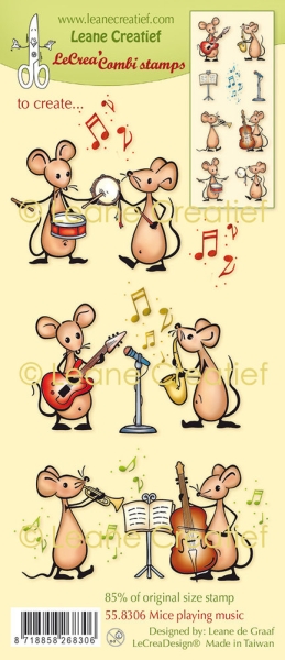 Mice playing Music, Clearstamp - Leane Creatief