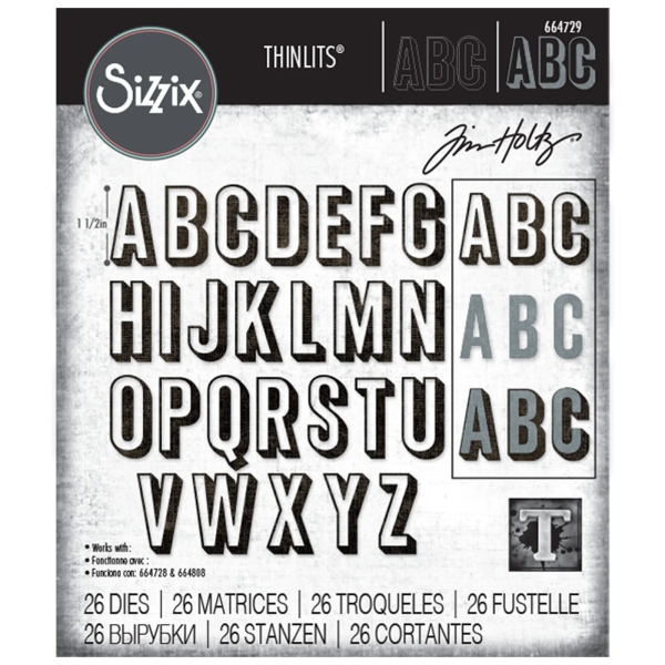 Alphanumeric Shadow Upper, Stanze - Sizzix