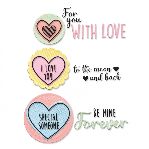 Love Hearts, Stempel- & Stanzenset - Sizzix