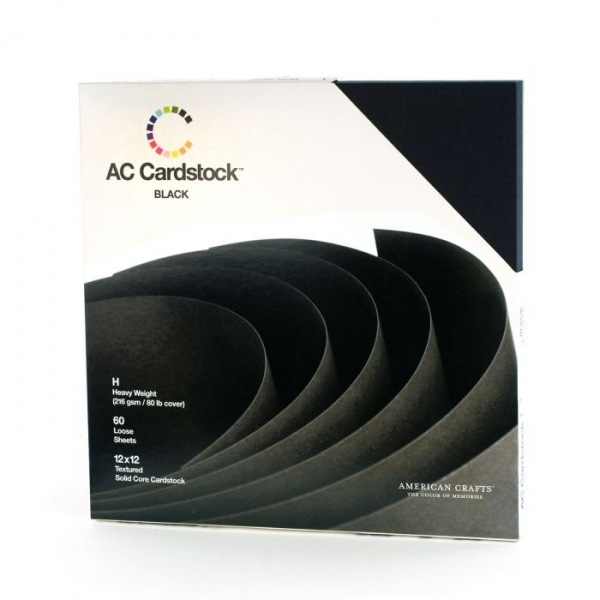 Cardstock Leinenstruktur 60 Blatt, Schwarz - American Crafts