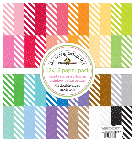 Candy Stripe-Sprinkles Rainbow Petite Prints 12x12 - Doodlebug