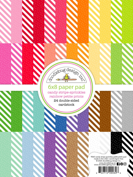 Candy Stripe-Sprinkles Rainbow Petite Prints 6x8 Paperpad - Doodlebug
