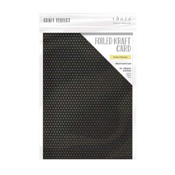 Black Kraft Card Golden Polkadot - Tonic Studios