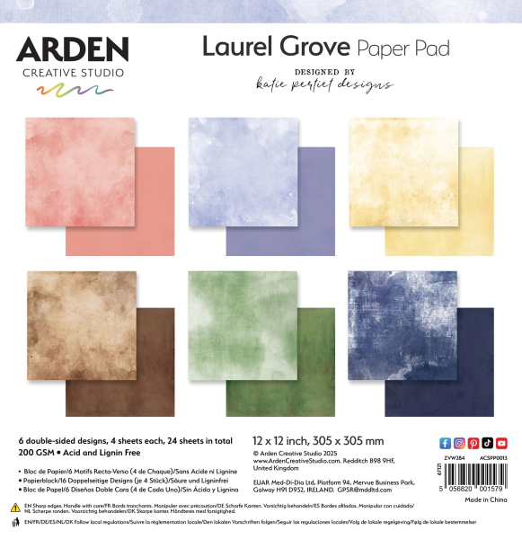 Lauren Grove Solids, 12x12 Paper Pad - Arden Creative Studio