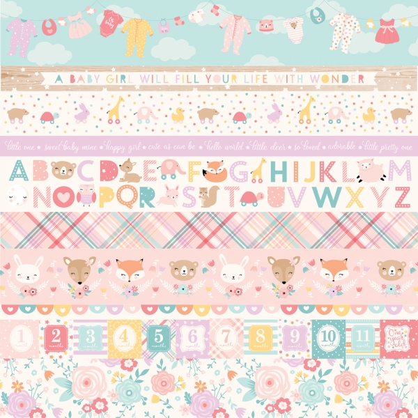 Hello Baby Girl, Border Strips, Designpapier - Echo Park Paper