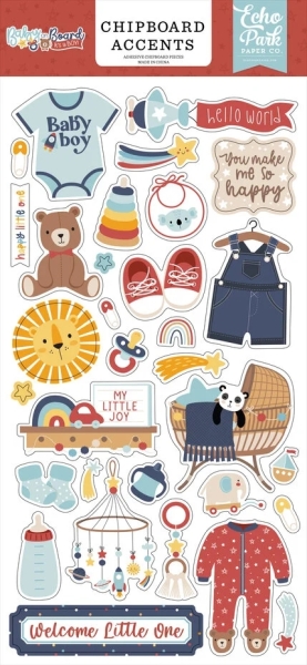 Baby On Board It's A Boy, Chipboard Accents - Echo Park