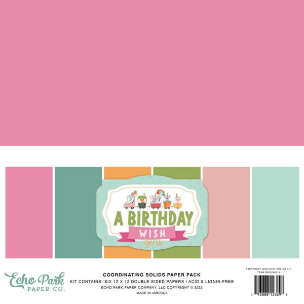 A Birthday Wish Girl 12x12 Coordinating Solids - Echo Park