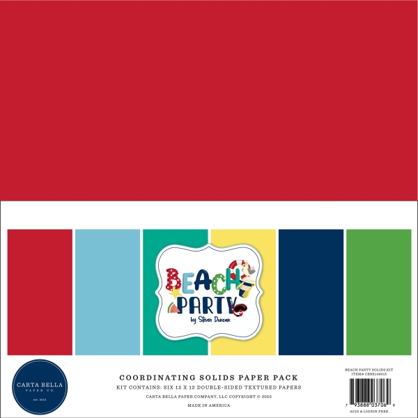 Beach Party 12x12 Coordinating Solids - Carta Bella