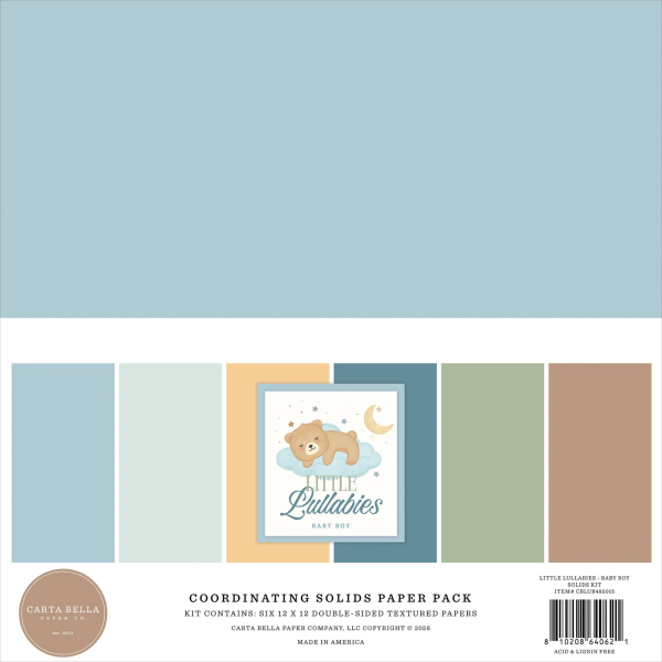 Little Lullabies Baby Boy 12x12 Coordinating Solids - Carta Bella