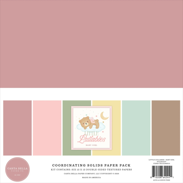 Little Lullabies Baby Girl 12x12 Coordinating Solids - Carta Bella