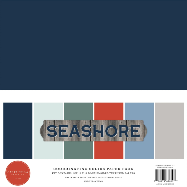 Seashore 12x12 Coordinating Solids - Carta Bella