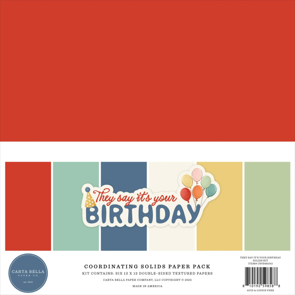 They say it's your Birthday 12x12 Coordinating Solids - Carta Bella