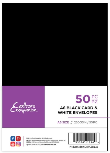 Cards & Envelopes A6, Black/White - Crafter's Companion