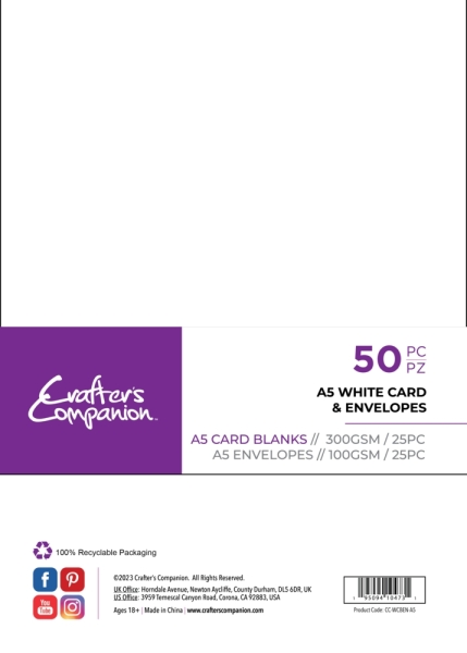 Cards & Envelopes A5, White - Crafter's Companion