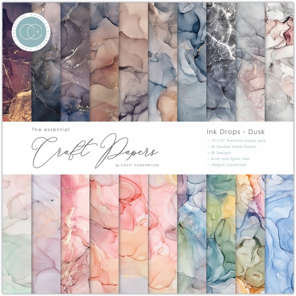 Ink Drops, Dusk 12x12 Paper Pad - Craft Consortium