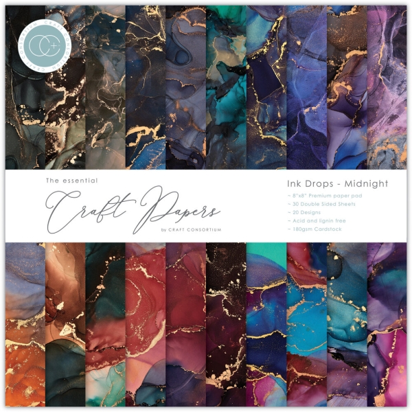 Ink Drops Midnight, 8x8 Paper Pad - Craft Consortium