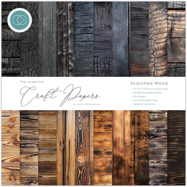 Scorched Wood 12x12 Paper Pad - Craft Consortium