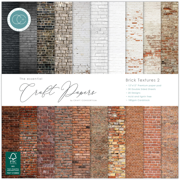 Brick Textures #2 12x12 Paper Pad - Craft Consortium