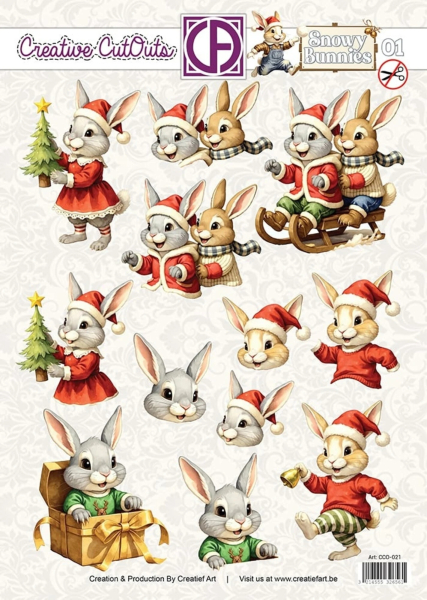 Snowy Bunnies #01, Creative CutOuts - Creatief Art