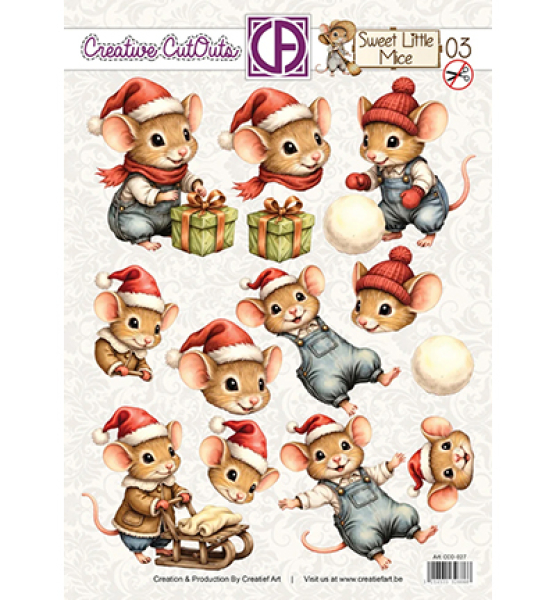 Sweet Little Mice Christmas #03, Creative CutOuts - Creatief Art