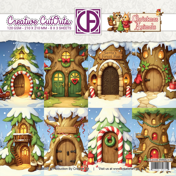 Christmas Animals #02, 8x8 Paperpad - Creatief Art