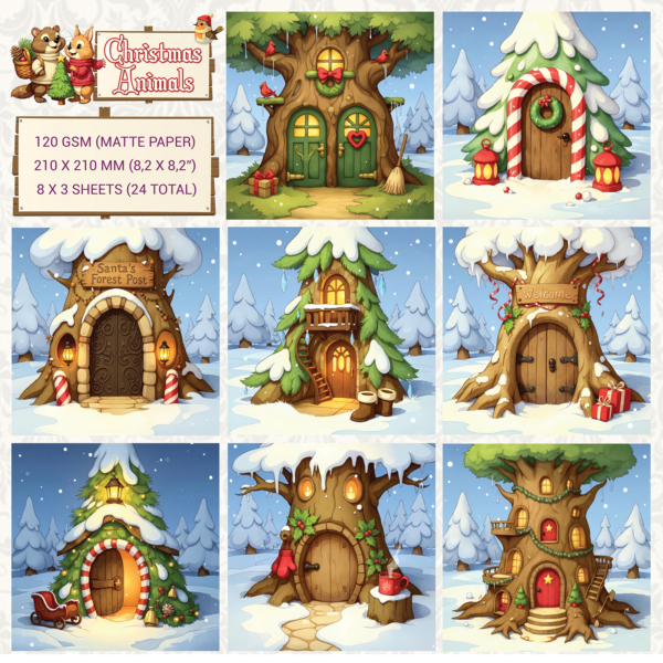 Christmas Animals #02, 8x8 Paperpad - Creatief Art