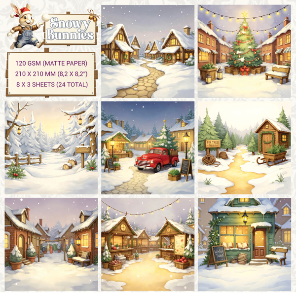 Snow Bunnies #1, 8x8 Paperpad - Creatief Art