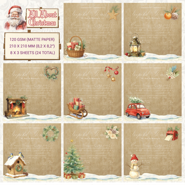 All About Christmas, 8x8 Paperpad - Creatief Art