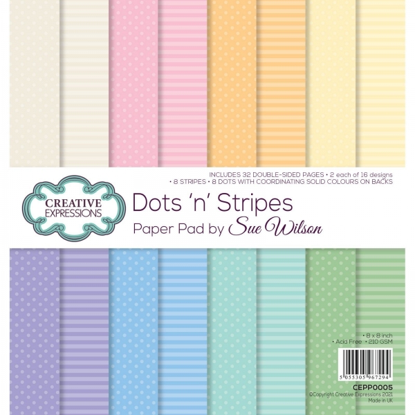 Dots'n'Stripes 8x8 Paperpad - Creative Expressions