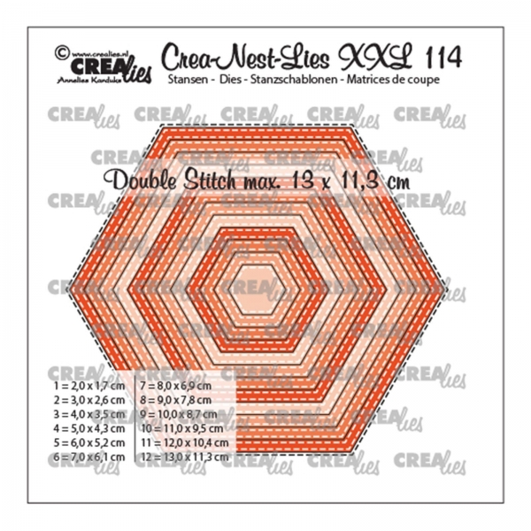 Crea-Nest-Lies XXL #114 Stitched Hexagons, Stanze - Crealies