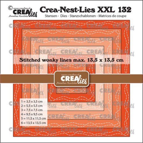 Crea-Nest-Lies XXL #132 Squares with Wonky Lines, Stanze - Crealies