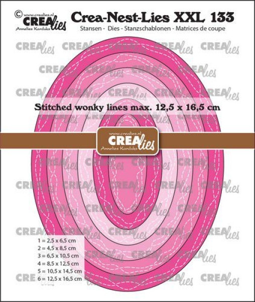 Crea-Nest-Lies XXL #133 Ovals with Wonky Lines, Stanze - Crealies